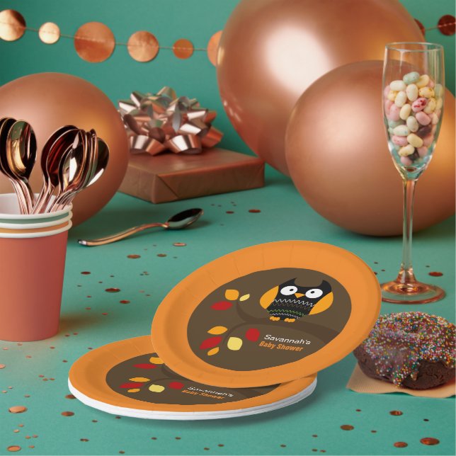 Assiettes En Carton Chouette d'automne Halloween Plaque papier personn (Multi)