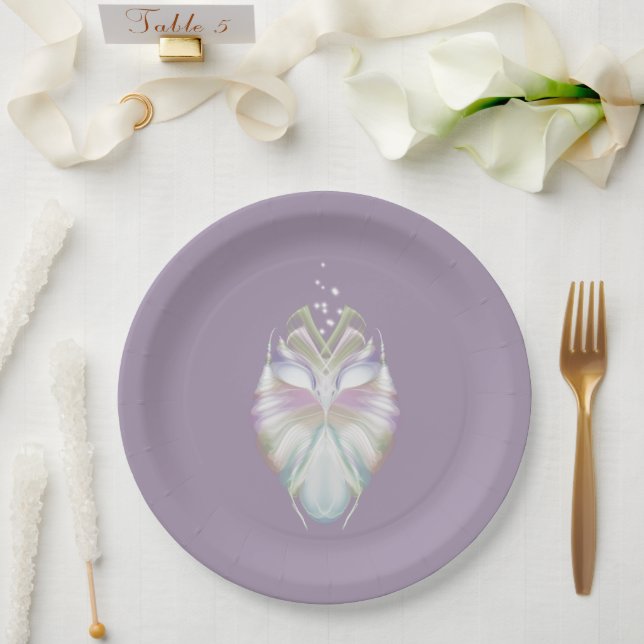Assiettes En Carton Chouette Oracle Pastel Purple (Mariage)