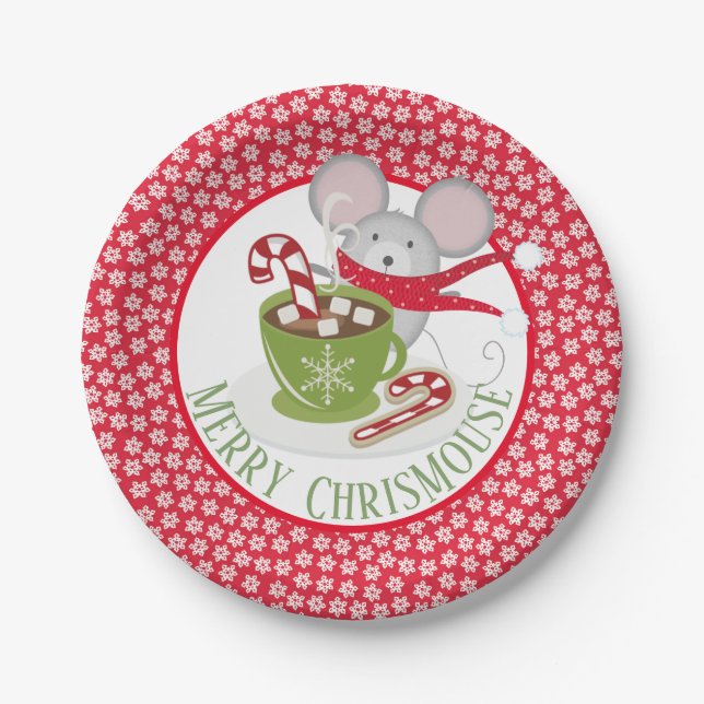 Assiettes En Carton ChrisMouse Flacons de neige Plaques de papier (Devant)