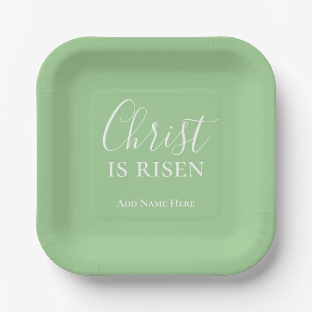 Assiettes En Carton Christ est ressuscité Coutume Vert Pâques chrétien (Recto)