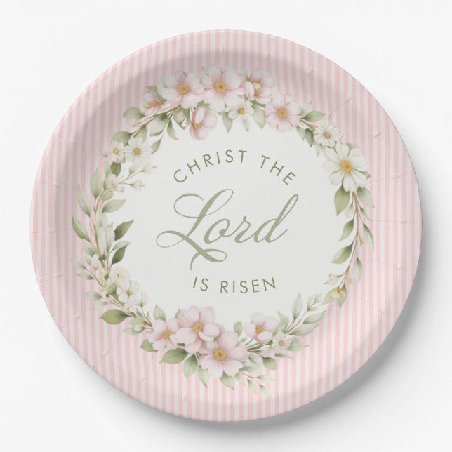 Assiettes En Carton Christ the Lord is Risen | Spring Flowers (Devant)