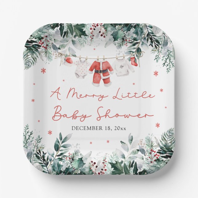 Assiettes En Carton Christmas Baby Clothes A Merry Little Baby Shower (Recto)