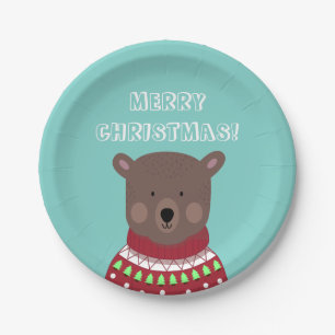 Assiettes En Carton Christmas Bear