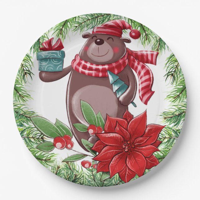 Assiettes En Carton Christmas Bear (Devant)
