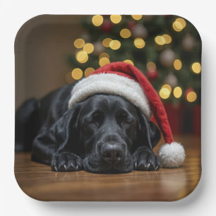 Assiettes En Carton Christmas Black Labrador Retriever