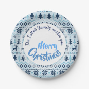 Assiettes En Carton CHRISTMAS Blue Deer motif personnalisé P Plate