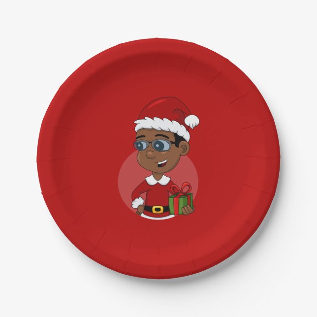 Assiettes En Carton Christmas boy cartoon paper plates (Devant)