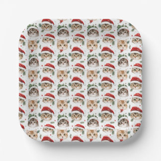 Assiettes En Carton Christmas Cat