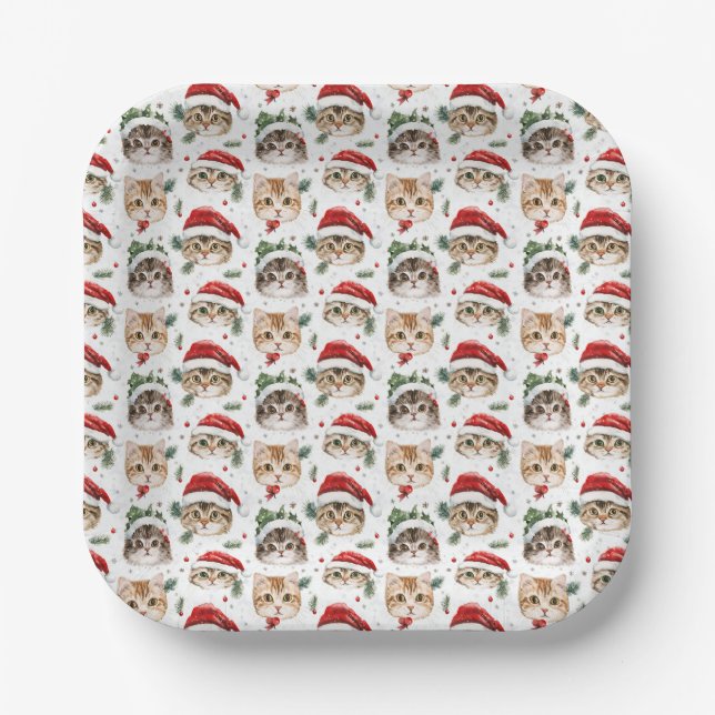 Assiettes En Carton Christmas Cat (Recto)