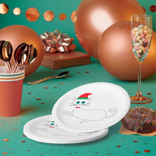 Assiettes En Carton Christmas Cat (Créateur téléchargé)