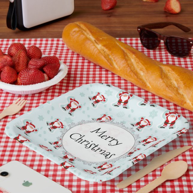 Assiettes En Carton Christmas Elements Santa Claus (Pique-nique)
