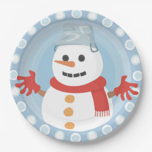 ASSIETTES EN CARTON CHRISTMAS HIVER SNOWMAN