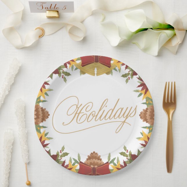 Assiettes En Carton Christmas Holiday Paper Plates – Festive Dinner (Mariage)