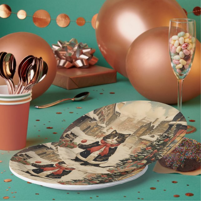 Assiettes En Carton Christmas Kitty, Jour de la neige (Multi)