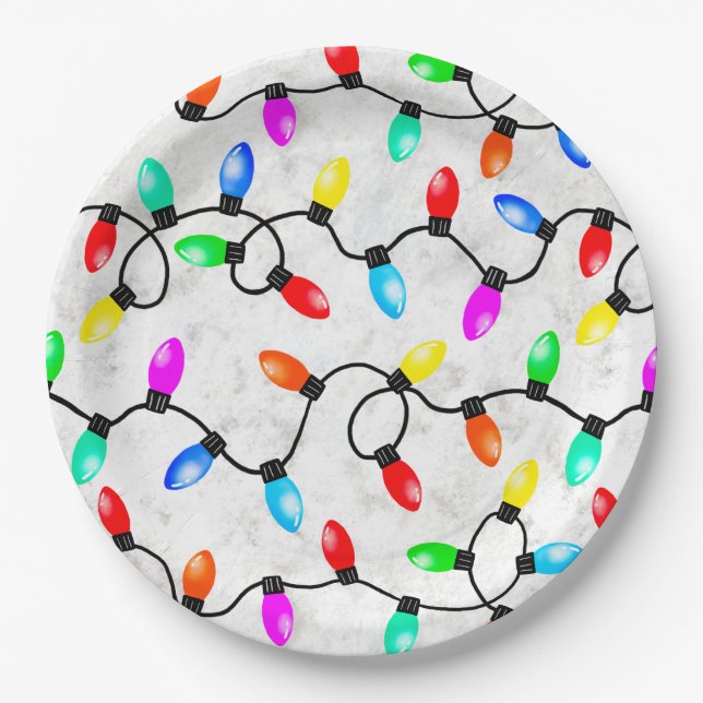 Assiettes En Carton Christmas Lights In The Snow (Devant)