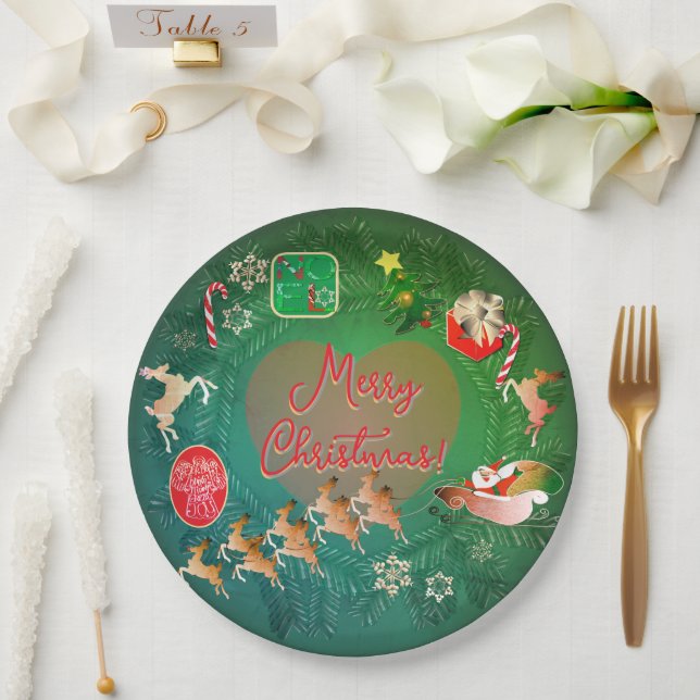 Assiettes En Carton Christmas Nostalgia Paper Plate (Mariage)