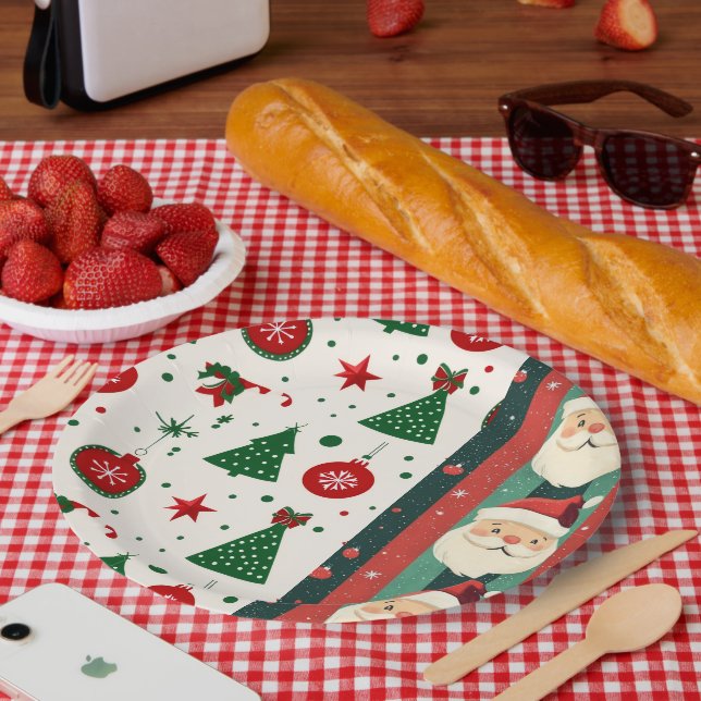 Assiettes En Carton Christmas Paper Plate – Santa & Holiday  (Pique-nique)