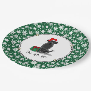 Assiettes En Carton Christmas Père Noël Black Labrador Retriever Cute