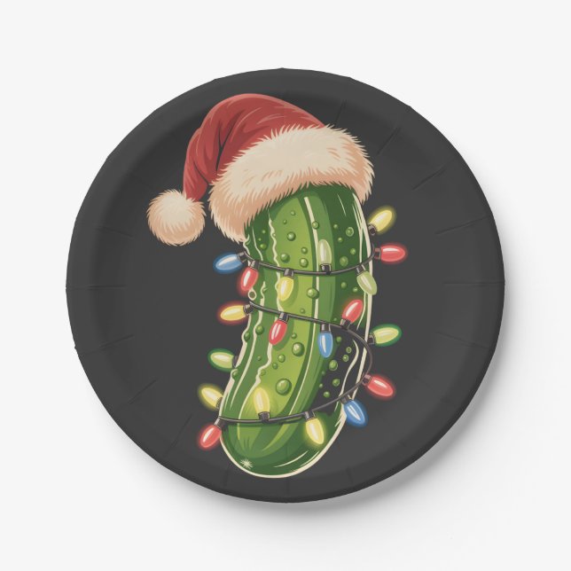 Assiettes En Carton Christmas Pickle Pickle In Xmas Light Pickle  (Devant)