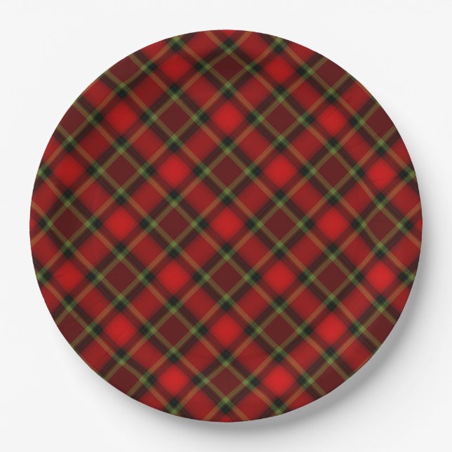 Assiettes En Carton Christmas Plaid Plate (Devant)