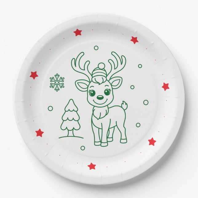 Assiettes En Carton Christmas Reindeer (Devant)