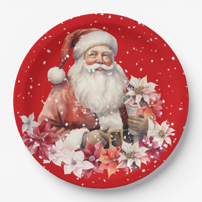 Assiettes En Carton Christmas Santa Claus Holiday (Devant)