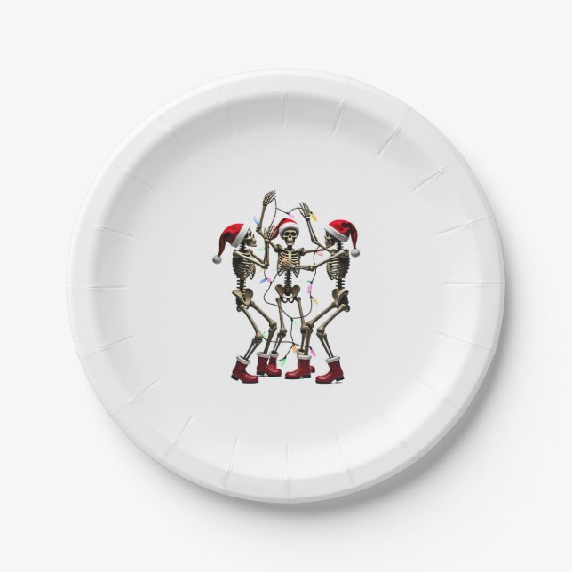Assiettes En Carton Christmas Skeleton Santa Dancing Lights (1) (Devant)