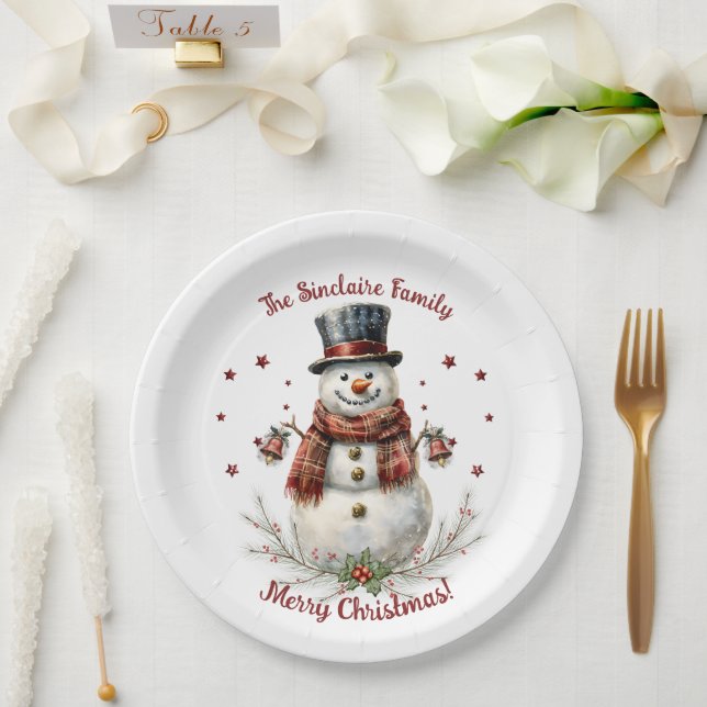 Assiettes En Carton Christmas Snowman Holiday Party (Mariage)