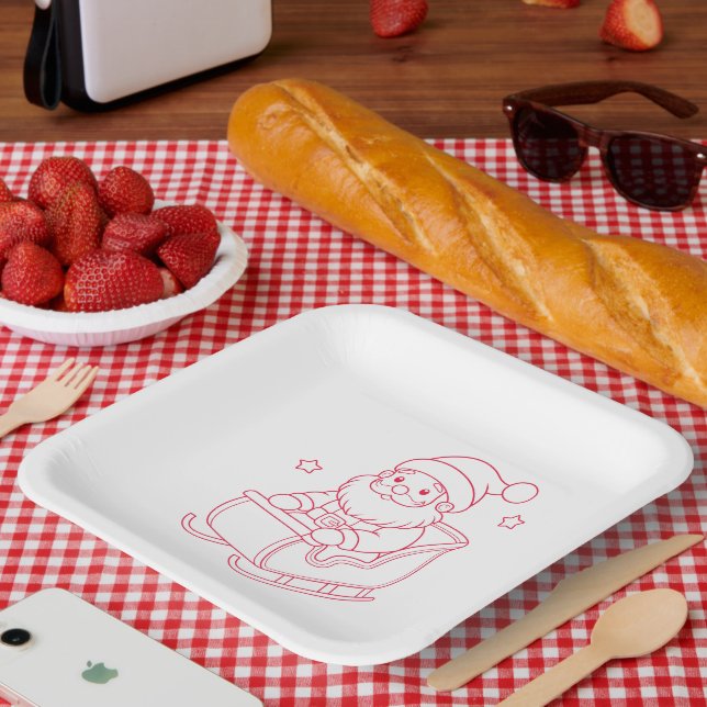 Assiettes En Carton christmas square paper plates (Pique-nique)