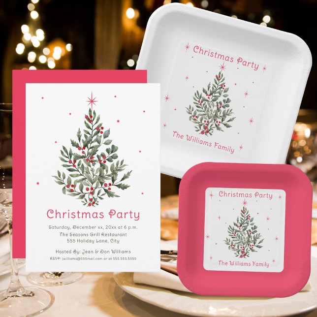 Assiettes En Carton Christmas Tree Party Red and White (Christmas Tree Party Red and White)