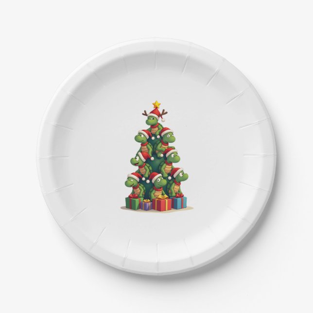 Assiettes En Carton Christmas Tree Sea Turtle Turtles Tortoise T-Shirt (Devant)