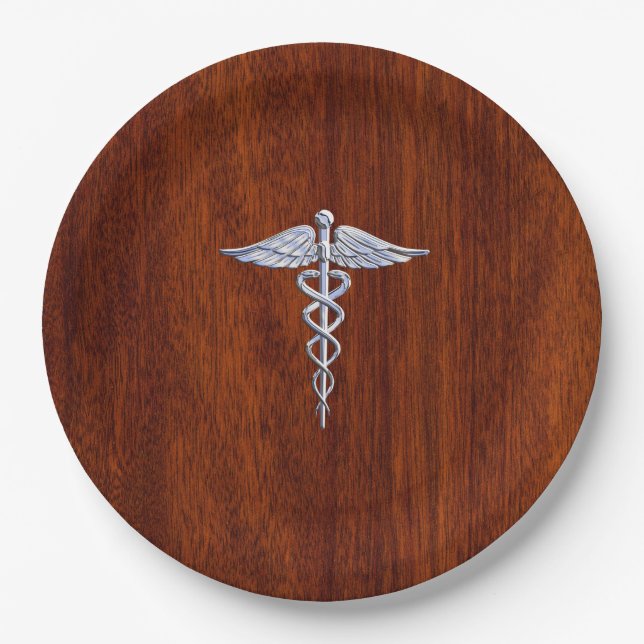Assiettes En Carton Chrome Comme Caduceus Symbole Médicale Mahogany Im (Devant)