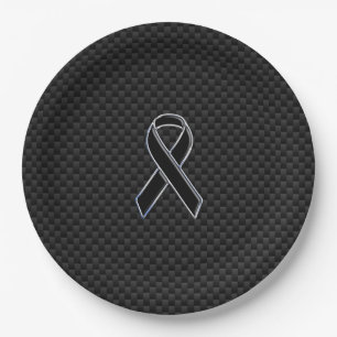 Assiettes En Carton Chrome Noir Sensibilisation au ruban Carbone Fibre
