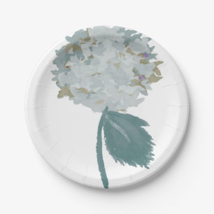 Assiettes En Carton Chrysanthème bleu poussiéreux