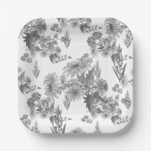 Assiettes En Carton Chrysanthèmes Lilac, plaques d'aquarelle