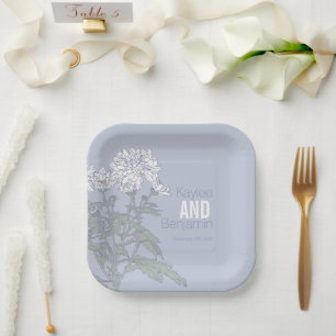 Assiettes En Carton Chrysanthemum fleurs blanches Plaques de papier ma