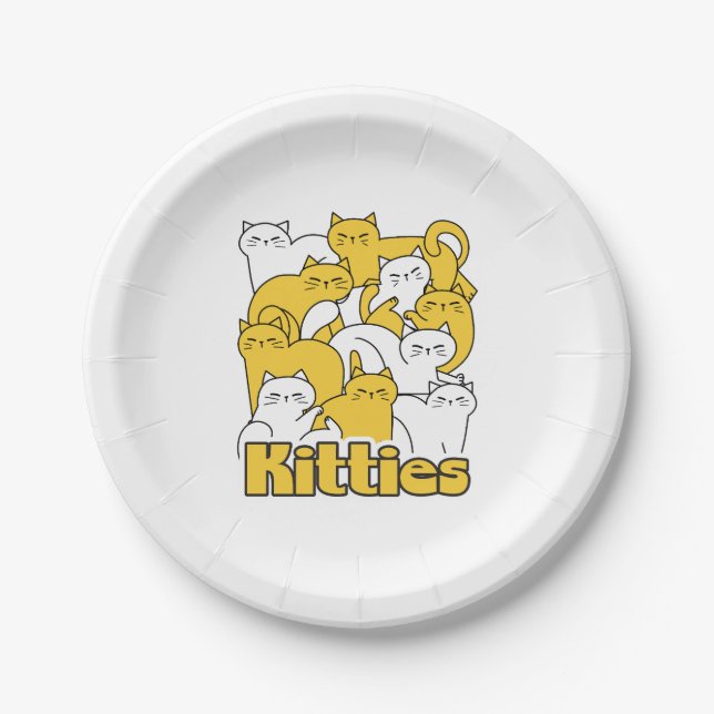 Assiettes En Carton Chubby Kitties Design - Cat Art adorable (Devant)
