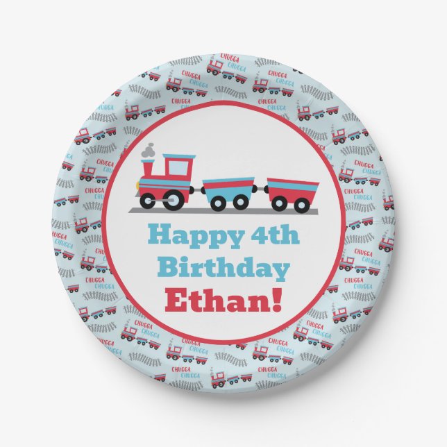 Assiettes En Carton Chugga Chugga Choo Choo Train Plaques d'anniversai (Devant)
