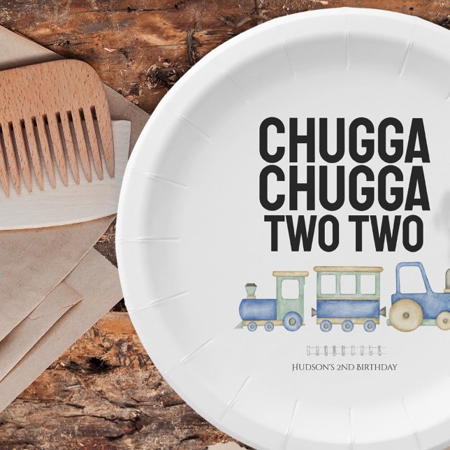 Assiettes En Carton Chugga Chugga Deux | 2e anniversaire | Plaque de p (Créateur téléchargé)