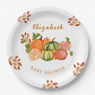 Assiettes En Carton Chute d'amour citrouille floral Baby shower d'auto
