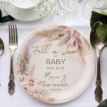 Assiettes En Carton Chute d'amour pampas herbe baby shower boho<br><div class="desc">Chute en amour pampas herbe boho fleurs séchées automne baby shower d'automne plaques personnalisées. Roses boho rose,  pampas herbe,  feuilles séchés,  aquarelle fleurie</div>