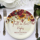 Assiettes En Carton Chute d'amour tournesol bordeaux douche nuptiale<br><div class="desc">Chute d'amour Bourgogne rose jaune tournesol automne feuillage jaune ombre arrière - plan fleuri nuptiale plate</div>