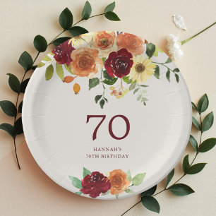 Assiettes En Carton Chute élégante   Automne Floral 70e anniversaire