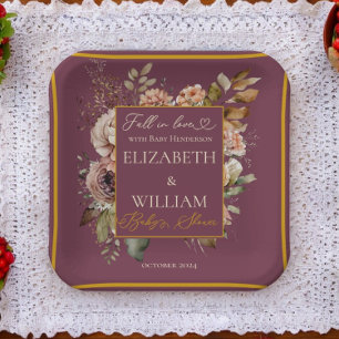 Assiettes En Carton Chute En Amour Burgundy Automne Floral