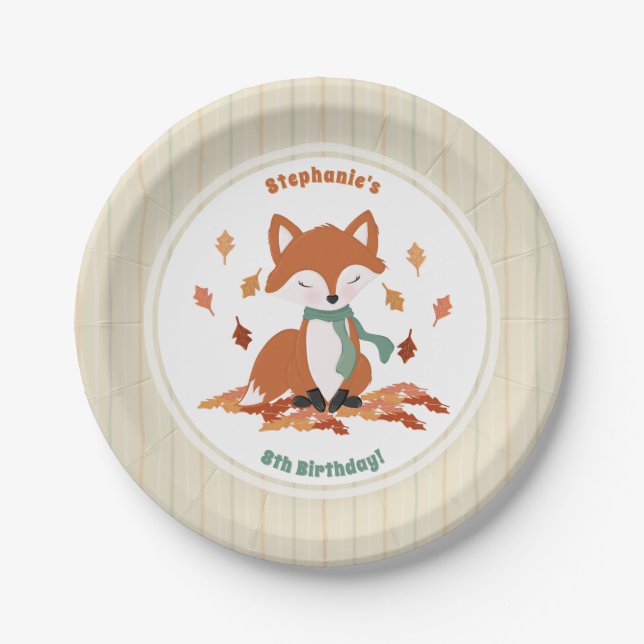 Assiettes En Carton Chute Fox Woodland Anniversaire (Devant)
