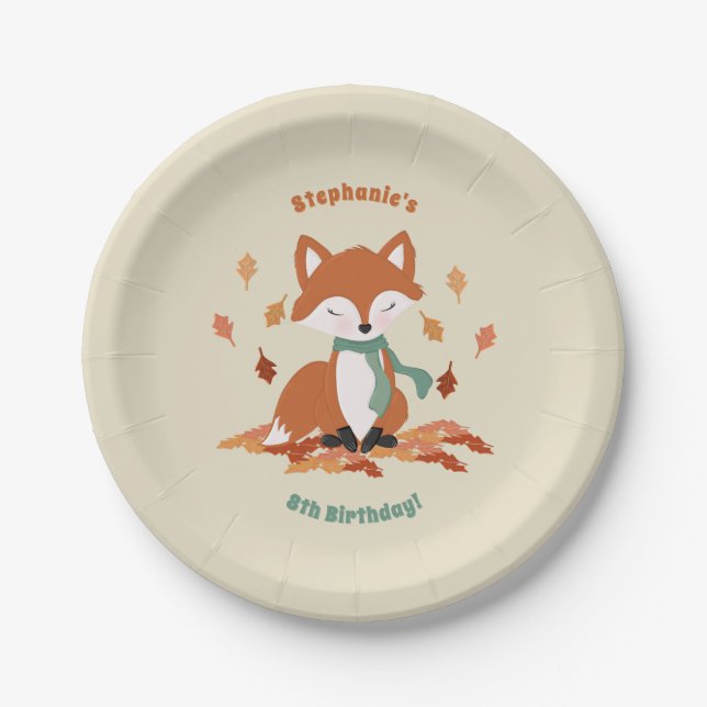 Assiettes En Carton Chute Fox Woodland Anniversaire (Devant)