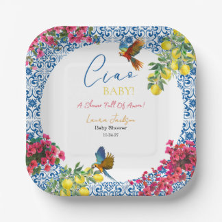 Assiettes En Carton Ciao Baby Carrelage Bleu Italien Citrons Baby Show