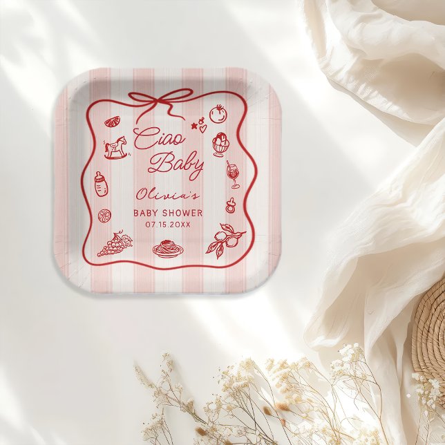 Assiettes En Carton Ciao Baby Italien Citron Baby shower Plaques de pa (Créateur téléchargé)
