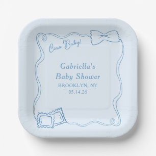 Assiettes En Carton Ciao Baby Pâtes Dessinées à la main Baby shower it