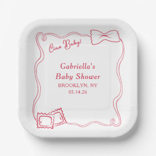 Assiettes En Carton Ciao Baby Pâtes Dessinées à la main Baby shower ro